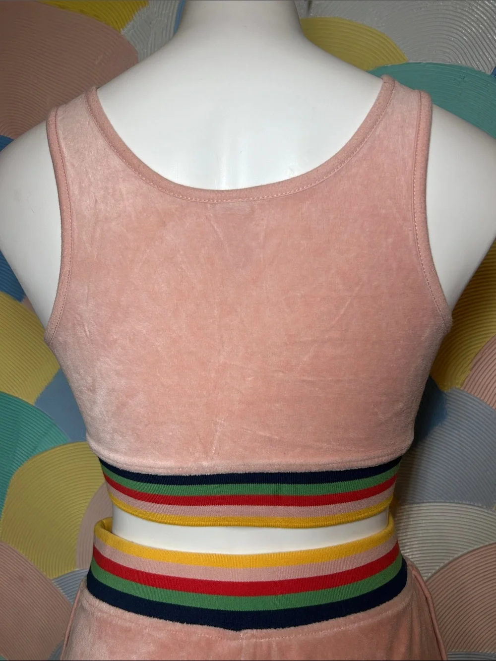 Wild Fable Light Blush Tank and short set with multicolor Trim sz xs